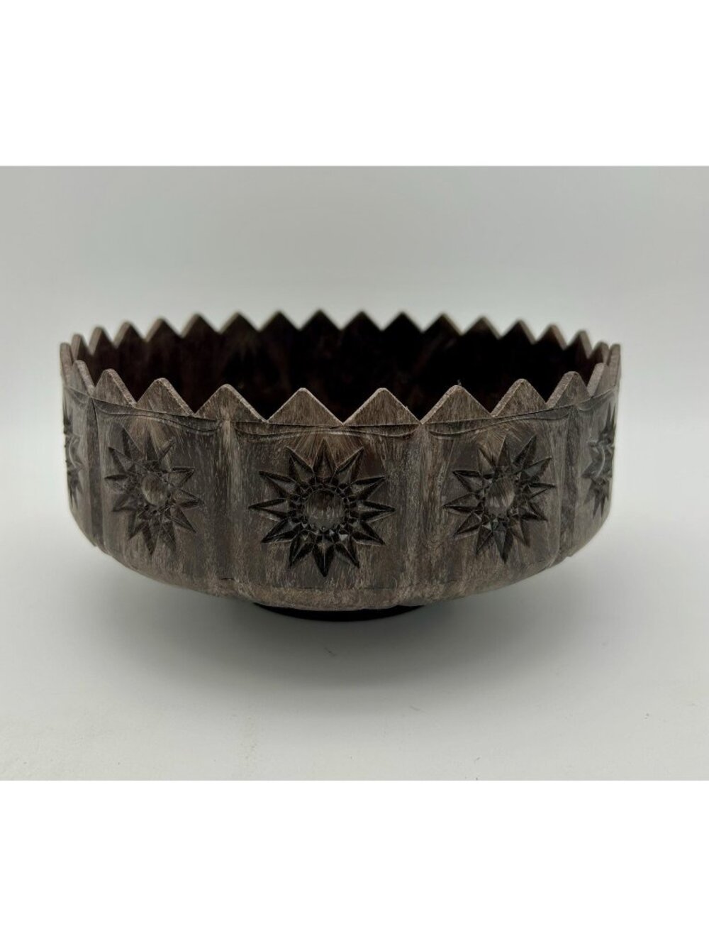 Regaline Faux Wood Bowl Star Starburst Pedestal Fruit Plastic Brown-7.5" x 3.5"